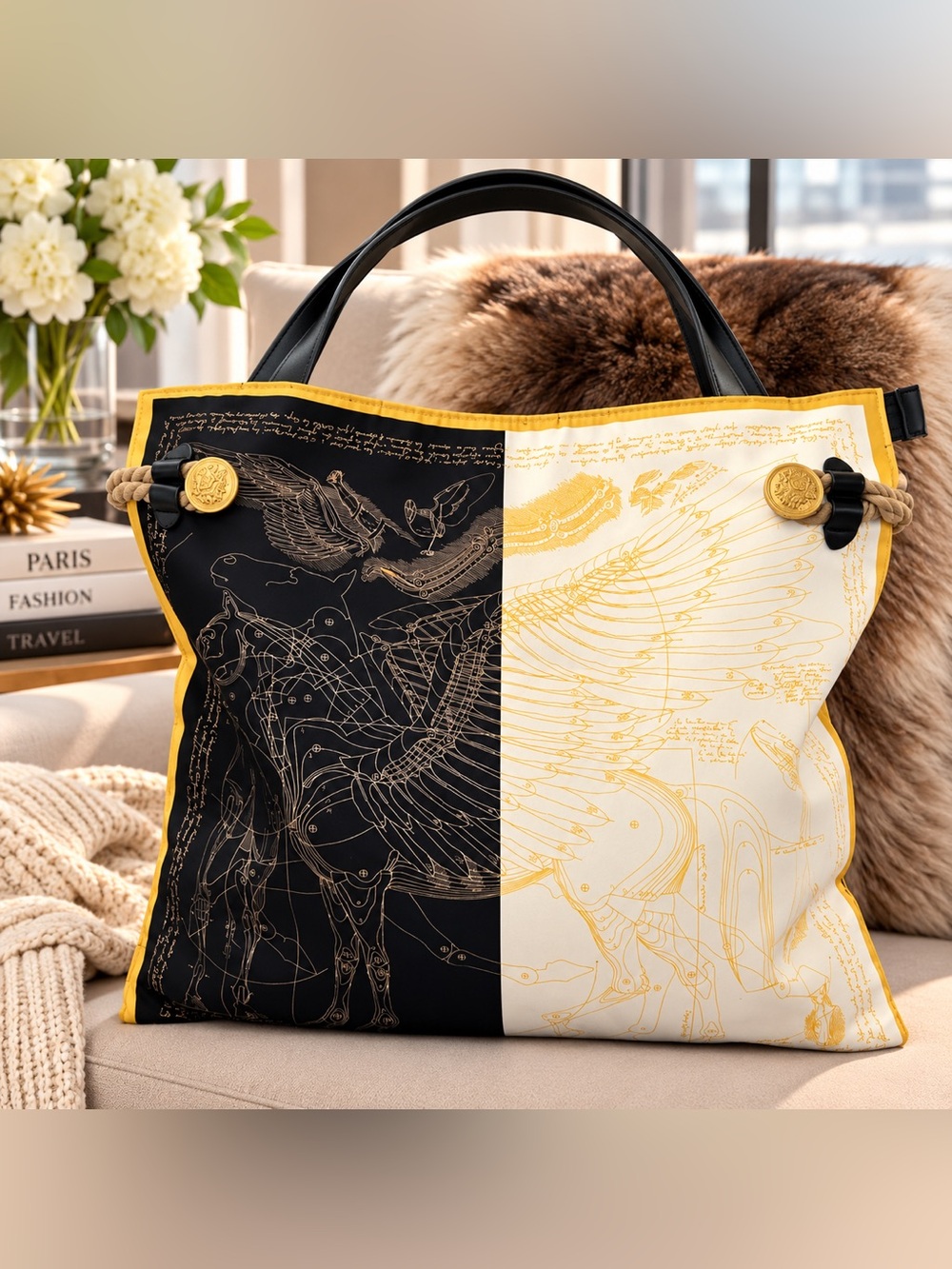 H Pegasus Print Tote Bag – Large Shopper | New